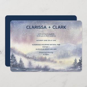 Modern Watercolor  Mountain Landscape Wedding Invitation