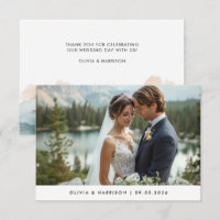 Modern Watercolor Mountain Landscape Wedding Photo