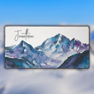 Modern Watercolor Mountains Art Desk Mat