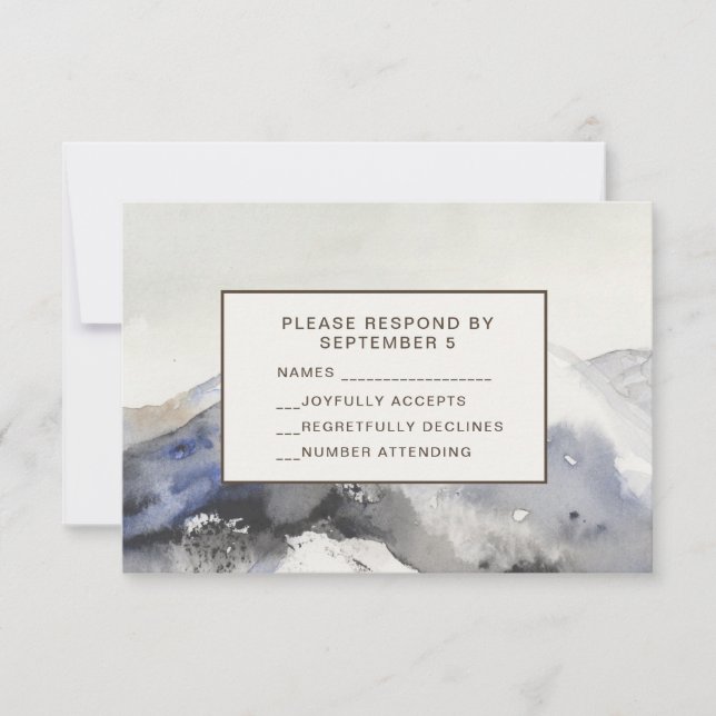 Modern Watercolor Mountains RSVP Card Neutral Tan (Devant)