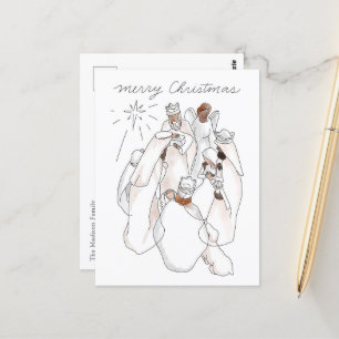 Modern Watercolor Nativity Scene with Extra Text Postcard