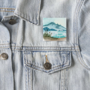 Modern Watercolor Nature Let's The Adventure Begin 2 Inch Square Button