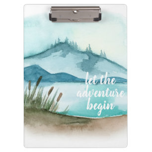 Modern Watercolor Nature Let's The Adventure Begin Clipboard