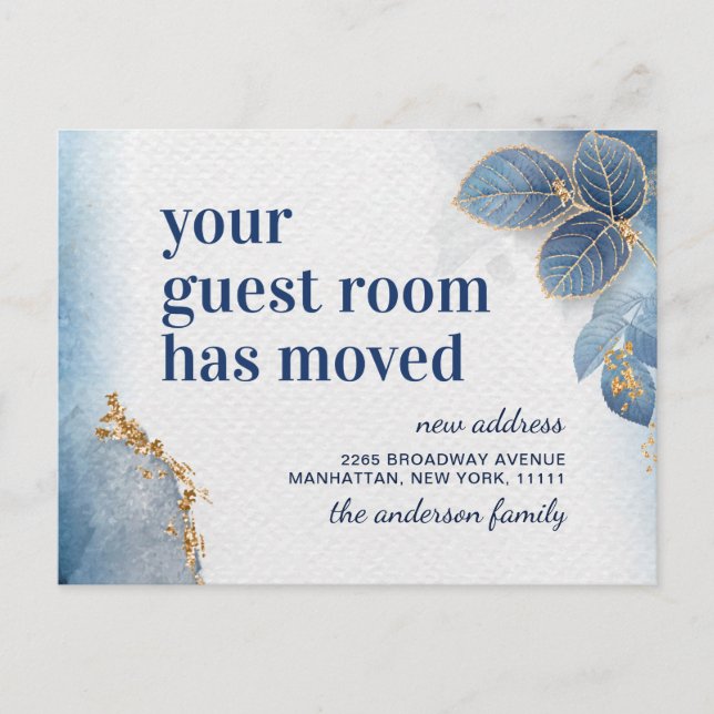 Modern Watercolor New Address Moving Announcement Postcard (Front)