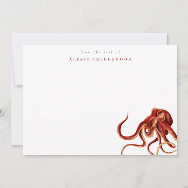 Modern Watercolor Octopus Personalized Card (Front)