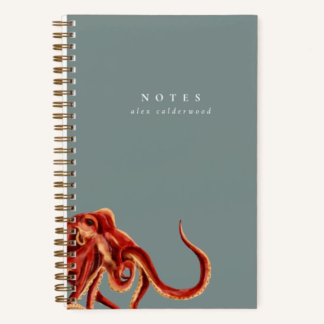 Modern Watercolor Octopus Personalized Notebook (Front)