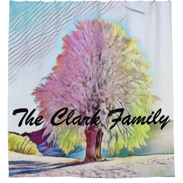 Modern watercolor of coloured snowed trees (Front)