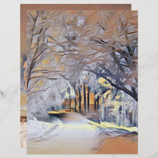 Modern watercolor of coloured snowed trees (Front/Back)