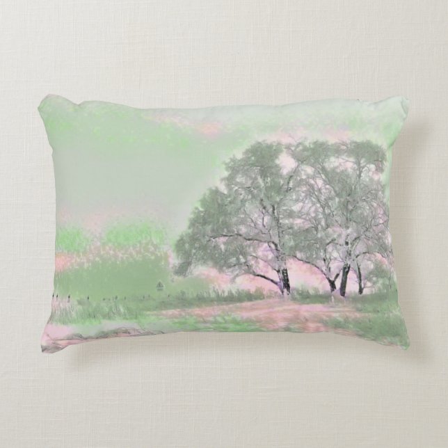 Modern watercolor of coloured snowed trees accent pillow (Front)