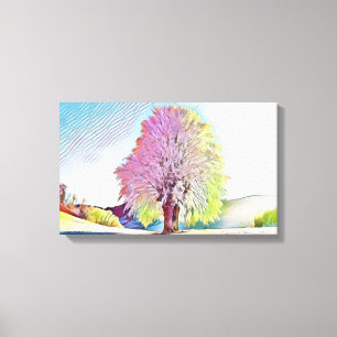 Modern watercolor of coloured snowed trees canvas print