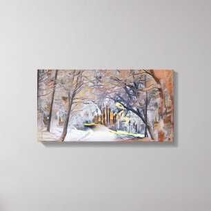 Modern watercolor of coloured snowed trees canvas print