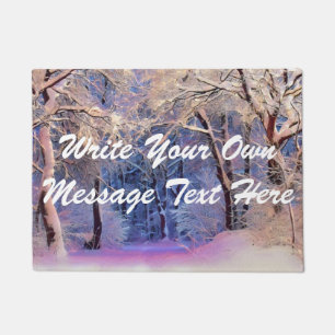 Modern watercolor of coloured snowed trees doormat
