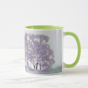 Modern watercolor of coloured snowed trees mug