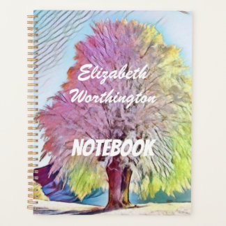 Modern watercolor of coloured snowed trees noteboo planner