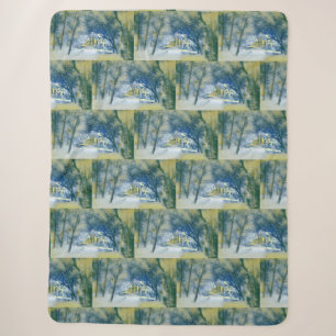 Modern watercolor of coloured snowed trees sherpa blanket