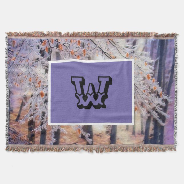 Modern watercolor of coloured snowed trees  throw blanket (Front)