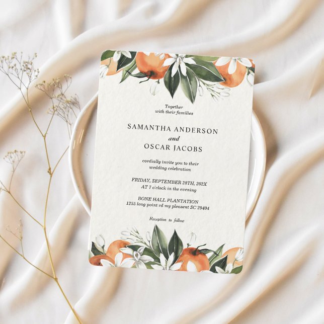 Modern Watercolor Orange & Leaves Beauty Invitation (Creator Uploaded)