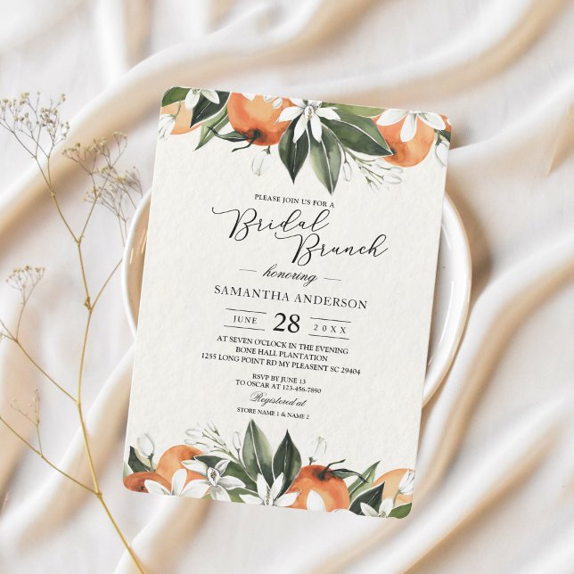 Modern Watercolor Orange & Leaves Beauty Invitation (Creator Uploaded)