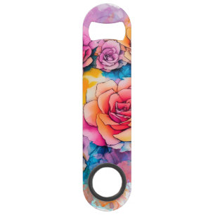 Modern Watercolor Paint Daubs Bouquet Bar Key