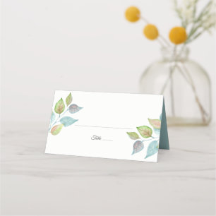 Modern Watercolor Painted Leaf Foliage Wedding Place Card