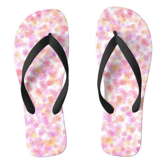 Modern Watercolor Painting of Pink Yellow Spots   Flip Flops (Footbed)