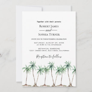 Modern Watercolor Palm Tree Wedding Invitation