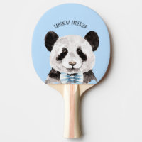 Modern Watercolor Panda With Name And Pastel Blue