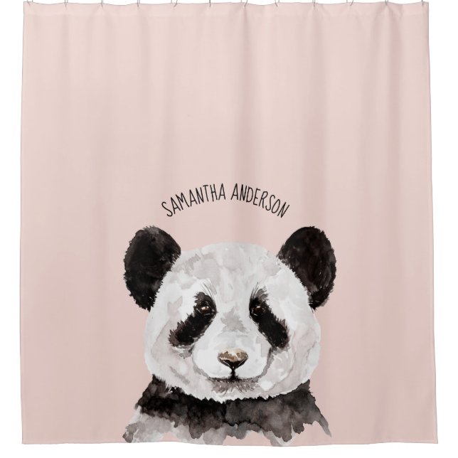 Modern Watercolor Panda With Name And Pastel Pink (Front)