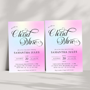 Modern Watercolor Pastel Cloud Nine Baby Shower Invitation