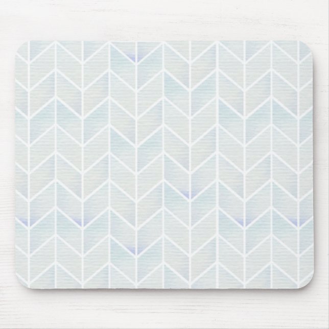 Modern watercolor pastel mint chevron pattern mouse pad (Front)