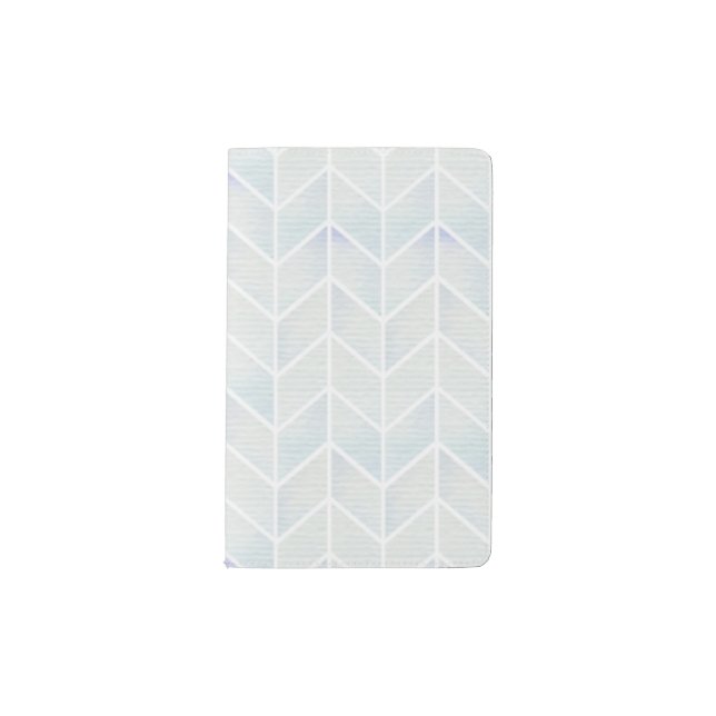 Modern watercolor pastel mint chevron pattern pocket moleskine notebook (Front)