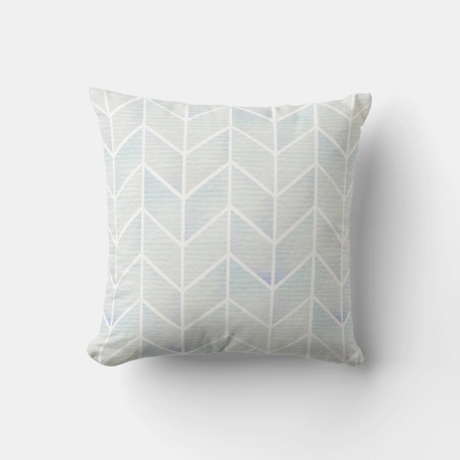 Modern watercolor pastel mint chevron pattern throw pillow (Front)