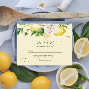 Modern Watercolor Pastel Yellow Lemons & Leaf  Invitation Postcard