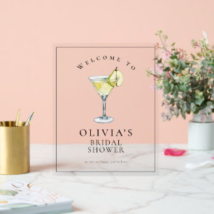 Modern Watercolor Pear Martini Bridal Shower Sign 