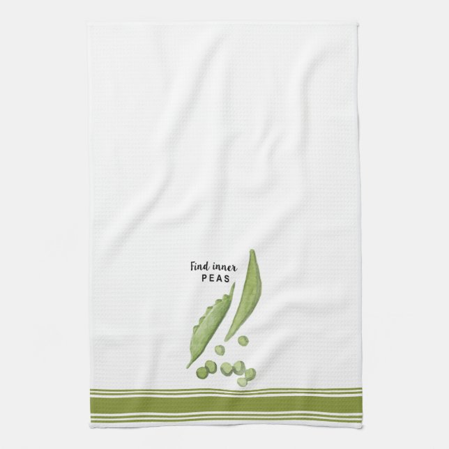 Modern watercolor peas pun kitchen towel (Vertical)