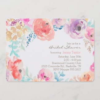Modern Watercolor Peonies Bridal Shower Invitation