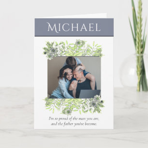 Modern Watercolor Photo Husband Father's Day Card