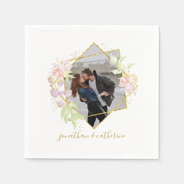 Modern Watercolor Photo  Napkin (Front)