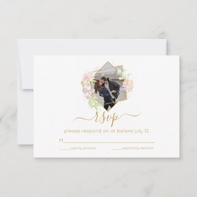 Modern Watercolor Photo RSVP Card (Front)