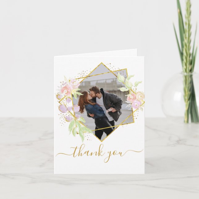 Modern Watercolor Photo Thank You Card (Front)