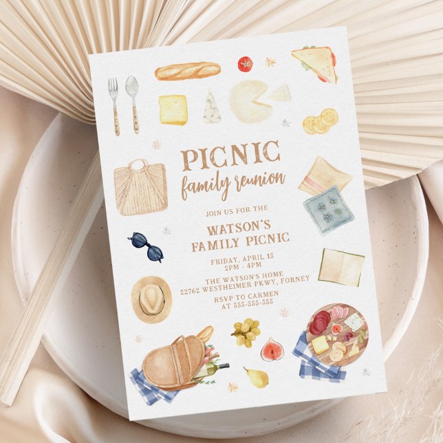 Modern Watercolor Picnic Family Reunion Invitation (Creator Uploaded)