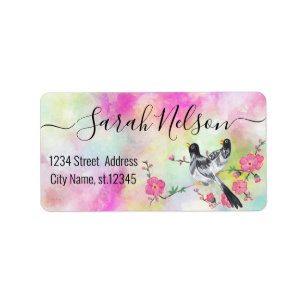 Modern Watercolor Pigeon Flowers Label