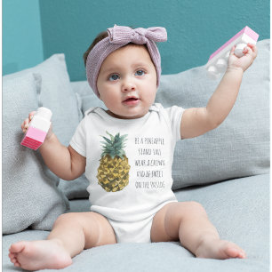 Modern Watercolor Pineapple & Positive Funny Quote Baby Bodysuit
