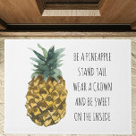 Modern Watercolor Pineapple & Positive Funny Quote Doormat<br><div class="desc">Modern Watercolor Pineapple & Positive Funny Quote</div>