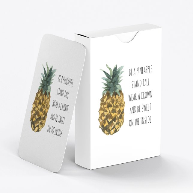 Modern Watercolor Pineapple & Positive Funny Quote Playing Cards (Creator Uploaded)