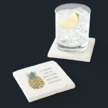 Modern Watercolor Pineapple & Positive Funny Quote Stone Coaster<br><div class="desc">Modern Watercolor Pineapple & Positive Funny Quote</div>