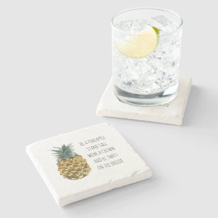 Modern Watercolor Pineapple & Positive Funny Quote Stone Coaster