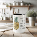 Modern Watercolor Pineapple & Positive Funny Quote Two-Tone Coffee Mug<br><div class="desc">Modern Watercolor Pineapple & Positive Funny Quote</div>