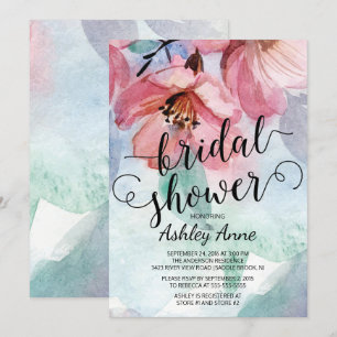 Modern Watercolor Pink Floral Bridal Shower Invitation