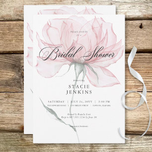 Modern Watercolor Pink Floral Bridal Shower Invitation